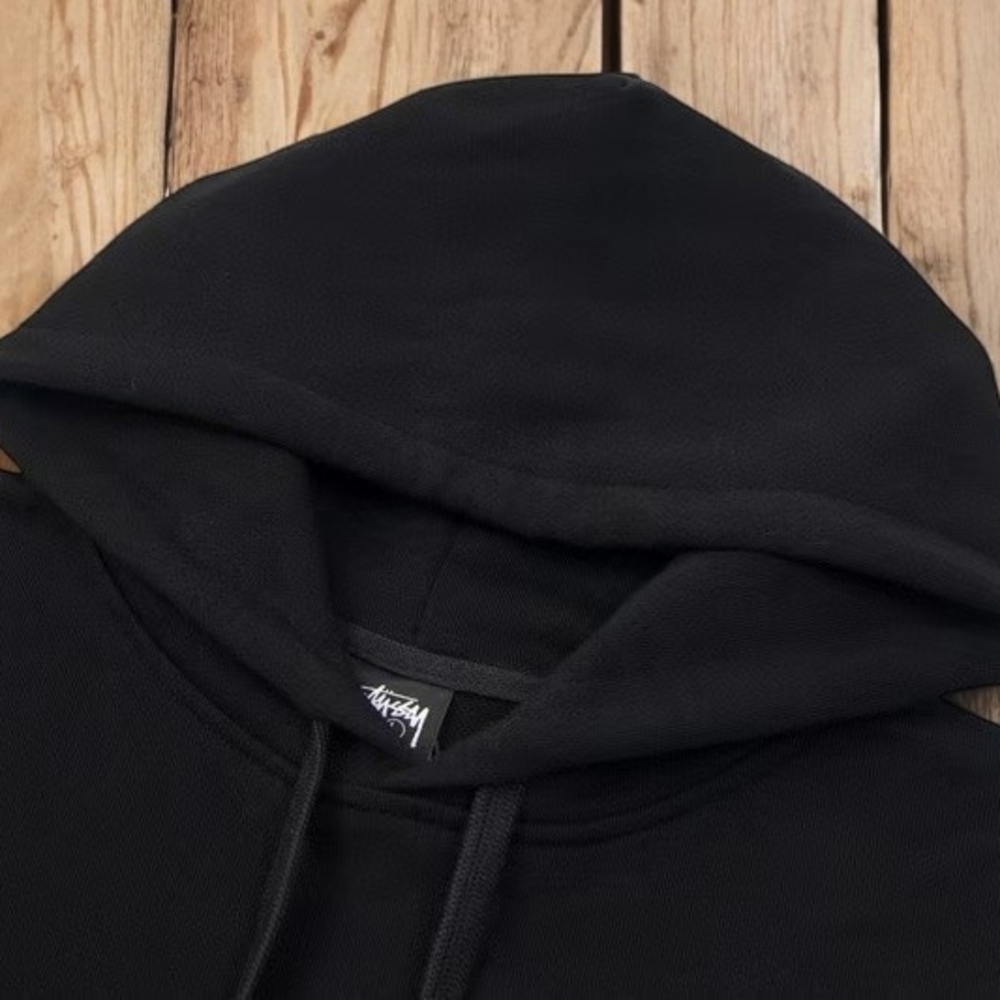 Stussy Black Hoodie with White Logo - Picture 2 of 14